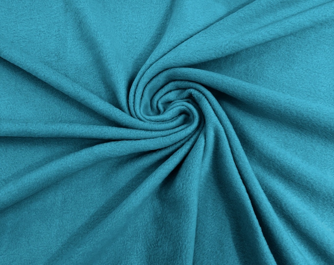 Turquoise Solid Polar Fleece Fabric Anti-Pill 58" Wide Sold by The Yard.