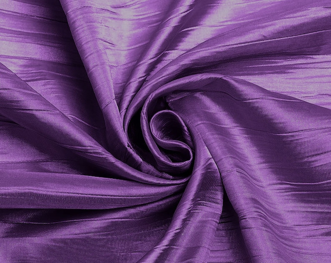 Dark Lavender - Crushed Taffeta Fabric - 54" Width - Creased Clothing Decorations Crafts - Sold By The Yard