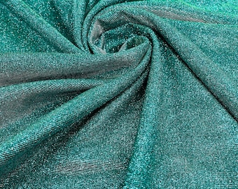 Jade Green Stretch glitter shimmer 58” wide-Glimmer-Sparkling Fabric-Prom-Nightgown-Sold by the yard.