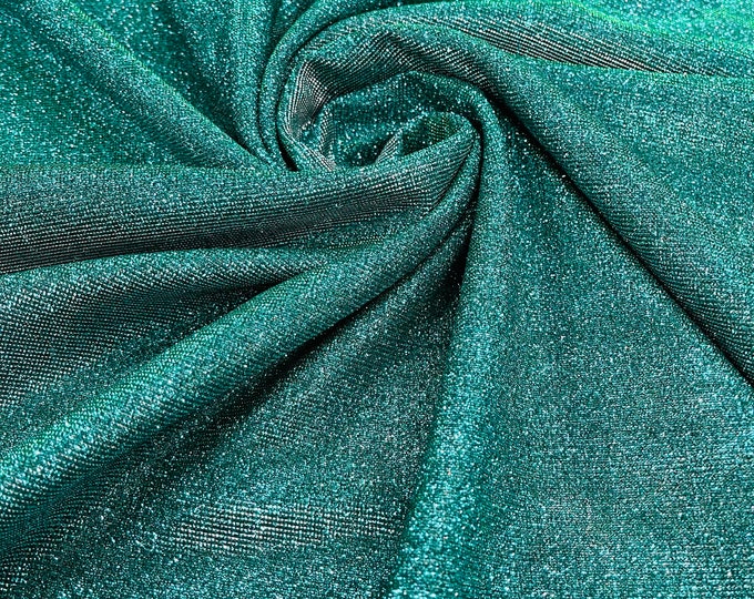 Jade Green Stretch glitter shimmer 58” wide-Glimmer-Sparkling Fabric-Prom-Nightgown-Sold by the yard.