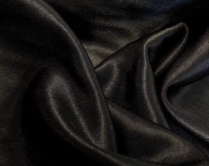 Black Crepe Back Satin Bridal Fabric Draper-Prom-wedding-nightgown- Soft 58"-60" Inches Sold by The Yard.