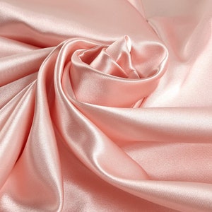 Blush Pink 58-59&quot; Wide - 96 percent Polyester, 4% Spandex Light Weight Silky Stretch Charmeuse Satin Fabric by The Yard.