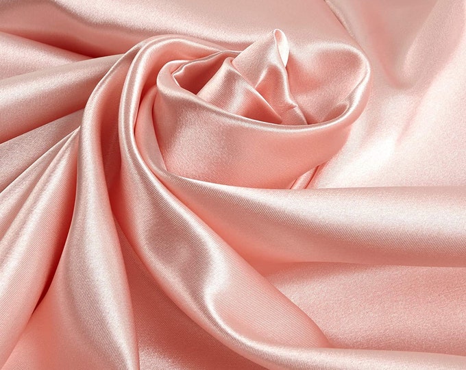 Blush Pink 58-59" Wide - 96 percent Polyester, 4% Spandex Light Weight Silky Stretch Charmeuse Satin Fabric by The Yard.