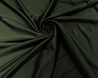 Dark Olive Green Shiny Spandex Fabric 58" Wide| 4-Way Stretch Nylon, Swim & Costume.