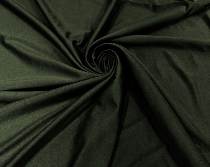 Dark Olive Green Shiny Milliskin Nylon Spandex Fabric 4 Way Stretch 58" Wide Sold by The Yard