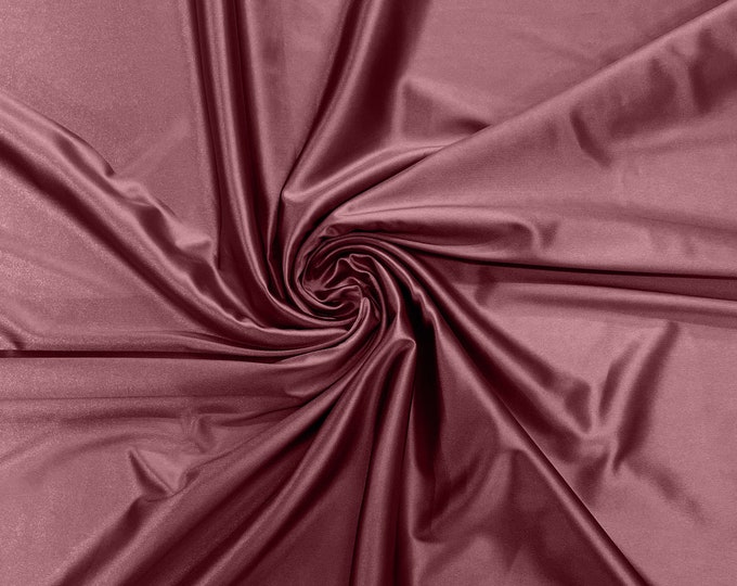 Mauve Heavy Shiny Satin Stretch Spandex Fabric/58 Inches Wide/Prom/Wedding/Cosplays.