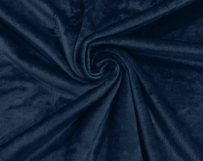 Navy Blue Solid Smooth Minky Fabric for Quilting, Blankets, Baby & Pet Accessories, Pillows, Throws, Clothes, Stuffed Toys, Costume.