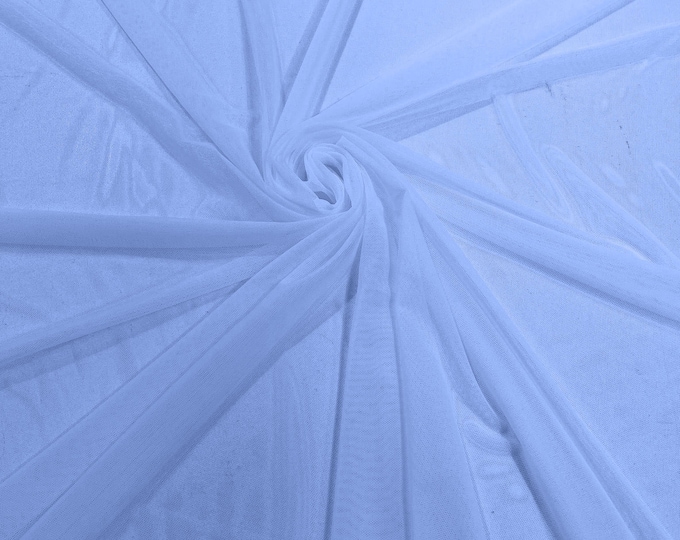 Periwinkle Blue 58/60" Wide Solid Stretch Power Mesh Fabric Spandex/ Sheer See-Though/Sold By The Yard. New Colors