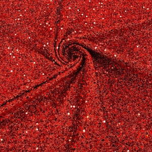 Design de confete coxo metálico vermelho com lantejoulas em tecido spandex/54&quot; de largura/Costpay/Baile de formatura.