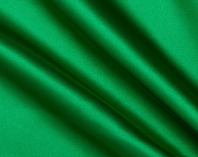 Kelly Green 58-59" Wide - 96 percent Polyester, 4% Spandex Light Weight Silky Stretch Charmeuse Satin Fabric by The Yard.
