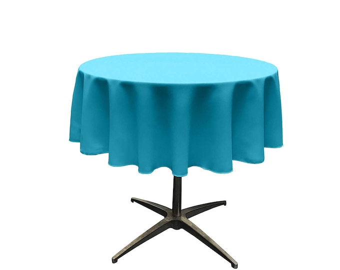 Turquoise - Solid Round Polyester Poplin Tablecloth Seamless.