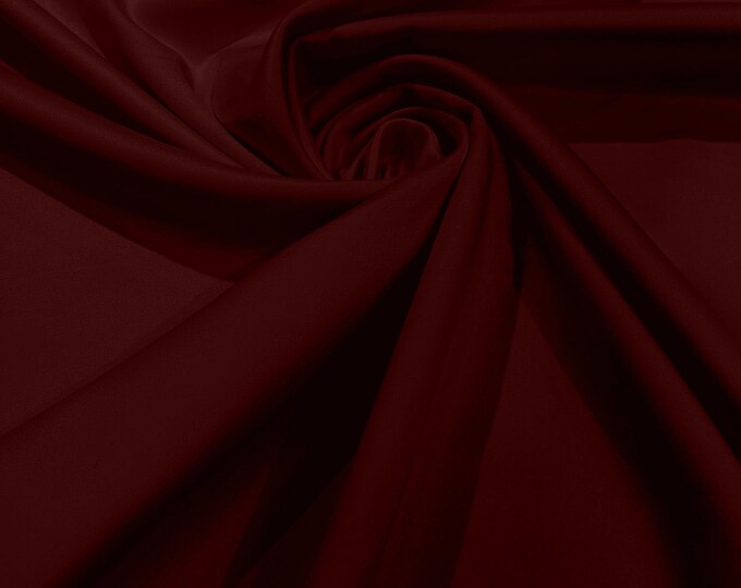 Burgundy Matte Stretch Lamour Satin Fabric 58" Wide/Sold By The Yard. New Colors