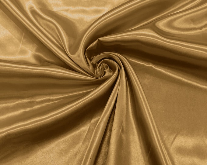 Gold Shiny Charmeuse Satin Fabric for Wedding Dress/Crafts Costumes/58” Wide /Silky Satin