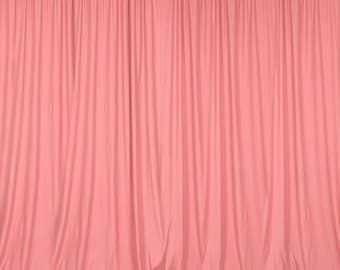 Coral SEAMLESS Backdrop Drape Panel, All Sizes Available in Polyester Poplin, Party Supplies Curtains.