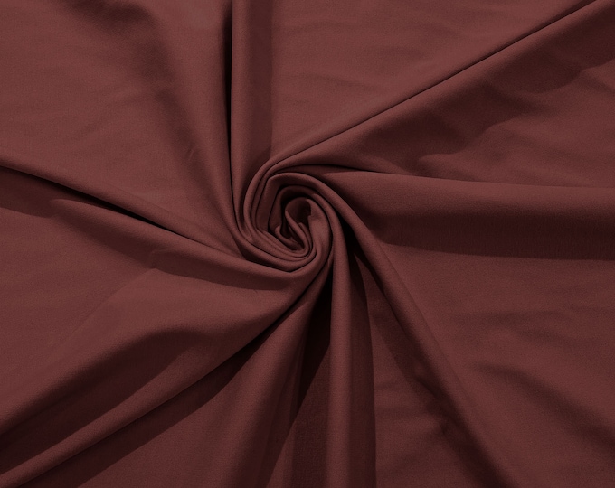 Marsala Stretch Ponte De Roma 320 GSM Knit Poly Rayon Fabric by the Yard.