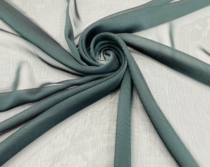 Chiffon Two Tone Sheer Fabric, by The Yard - Hunter Green
