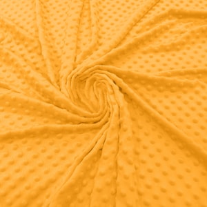 Mango Yellow Polka Dot Minky Fabric By The Yard | Super Soft Minkee Fabric | 58’’ Wide | 2 Way Stretch Polka Dot Minky Fabric.