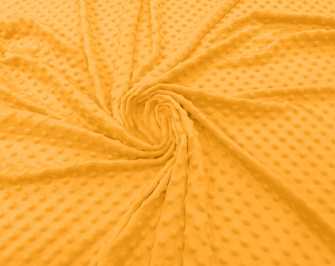 Mango Yellow Polka Dot Minky Fabric By The Yard | Super Soft Minkee Fabric | 58’’ Wide | 2 Way Stretch Polka Dot Minky Fabric.
