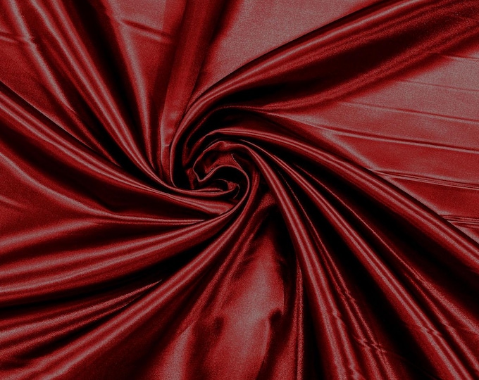 Cranberry Heavy Shiny Polyester Bridal Satin Fabric 58" Wide | Bridesmaid Dresses| Wedding Fashion.