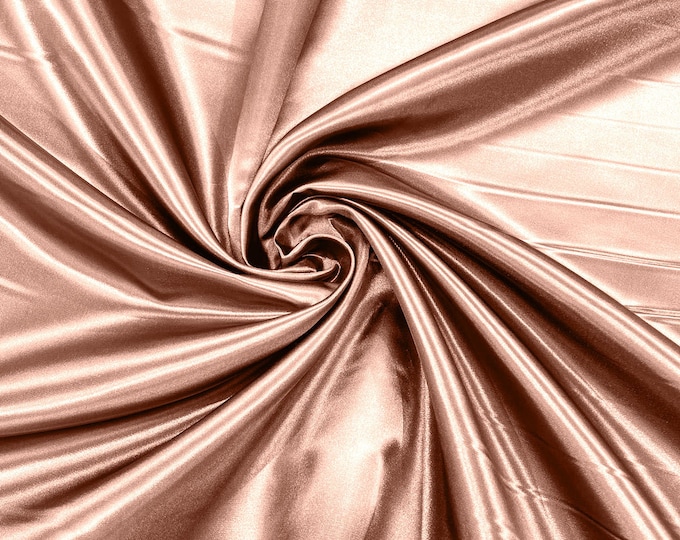Rose Gold Heavy Shiny Bridal Satin Fabric for Wedding Dress, 60" inches wide sold by The Yard. New Colors