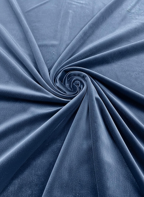 Steel Blue Stretch Velvet Fabric 58