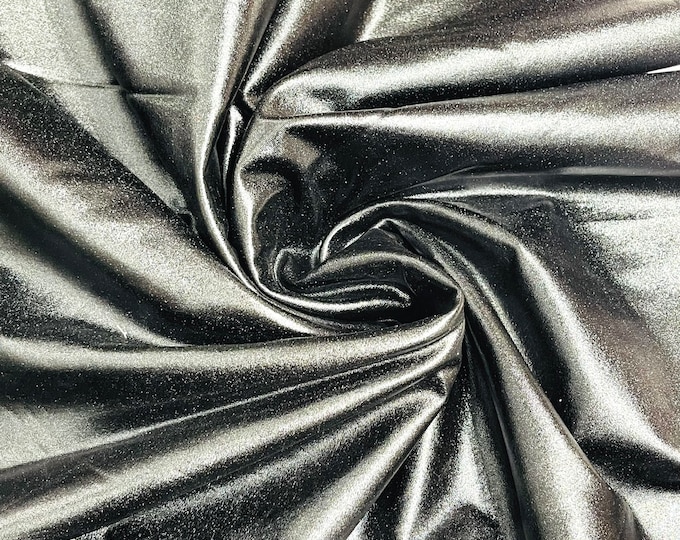 Black Metallic Foil Lame Spandex- Sold By The Yard.