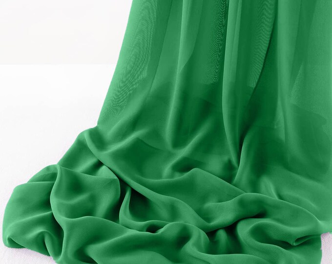 Kelly Green 5 Yards Chelsea Wool Dobby Chiffon Fabric/58" Wide Sheer Fabric/Solid Color Draping Fabric for Wedding Party Easter Backdrop.