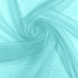 Aqua Green 58/60&quot; Wide 100% Polyester Soft Light Weight, Sheer, See Through Crystal Organza Fabric/Cosplay Costumes, Skirts.