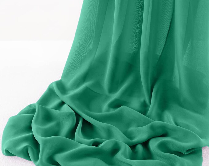 Dark Jade Chelsea Wool Dobby Chiffon Fabric/58" Wide Sheer Fabric/Solid Color Draping Fabric for Wedding Party Easter Backdrop.