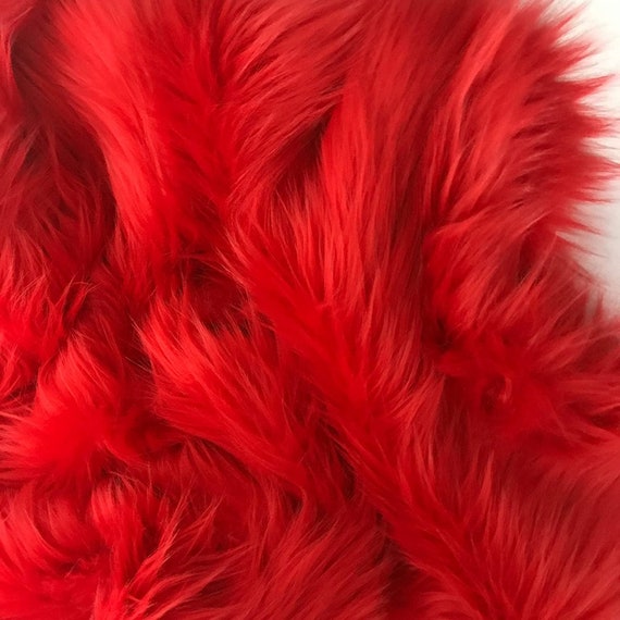 Shaggy Faux Fur Fabric by the Yard Red