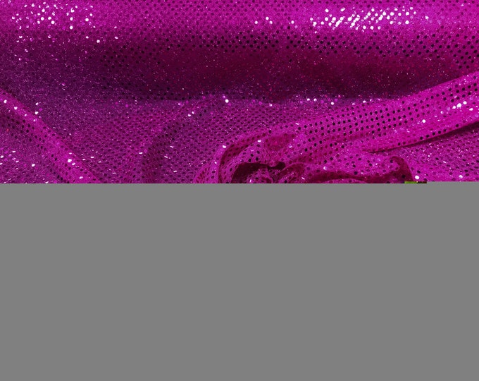 Fuchsia 44/45" Wide Faux Sequin Light weight Knit Fabric Shiny Dot Confetti for Sewing Costumes Apparel Crafts Sold by The Yard.