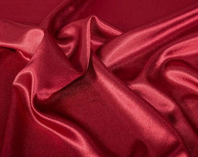 Burgundy Crepe Back Satin Bridal Fabric Draper-Prom-wedding-nightgown- Soft 58"-60" Inches Sold by The Yard.