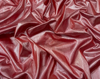 Red Metallic Polyester Dupioni Faux Silk Fabric | 55" Wide Wedding, Home Decor.