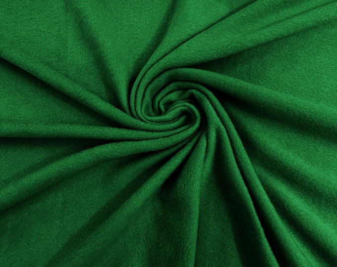 Kelly Green Solid Polar Fleece Fabric Anti-Pill 58" Wide Sold by The Yard.