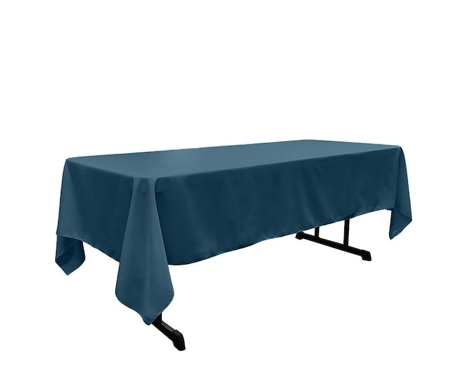 Wedge Wood Blue - Rectangular Polyester Poplin Tablecloth / Party supply.