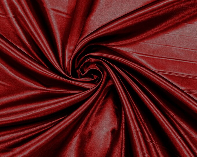 Cranberry Heavy Shiny Bridal Satin Fabric for Wedding Dress, 60" inches wide sold by The Yard. New Colors