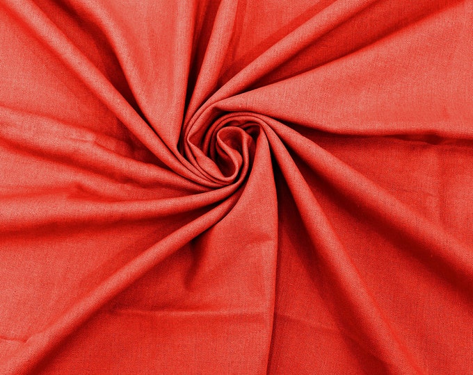 Red Coral Medium Weight Natural Linen Fabric/50 " Wide/Clothing