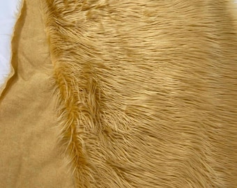 Long Pile Faux Fur Fabric, Camel Color, 58" Wide for Cosplay Costumes