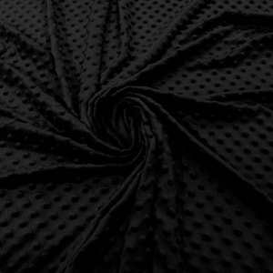 Black Polka Dot Minky Fabric By The Yard | Super Soft Minkee Fabric | 58’’ Wide | 2 Way Stretch Polka Dot Minky Fabric.