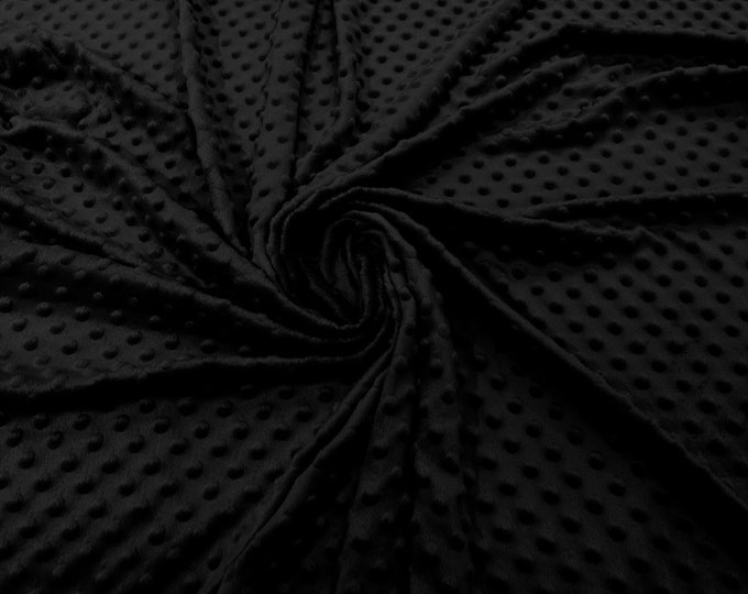 Black Polka Dot Minky Fabric By The Yard | Super Soft Minkee Fabric | 58’’ Wide | 2 Way Stretch Polka Dot Minky Fabric.