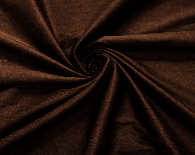 Dark Brown Polyester Dupioni Faux Silk Fabric/ 55” Wide/Wedding Fabric/Home Decor.