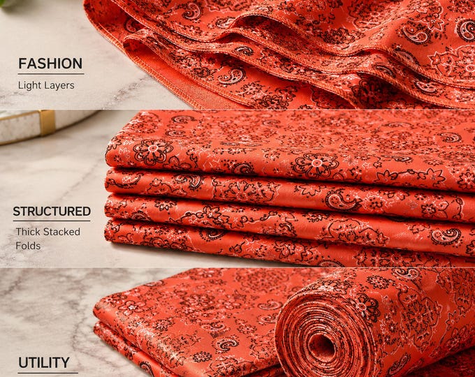Neon Orange Metallic Bandana Print Stretch Tricot Spandex Fabric By The Yard, 4 Way Nylon Lycra Swimwear Fabric