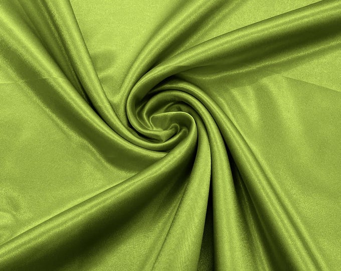 Dark Lime Crepe Back Satin Fabric 58" Wide| Bridal| Prom| Nightgown| Wedding.