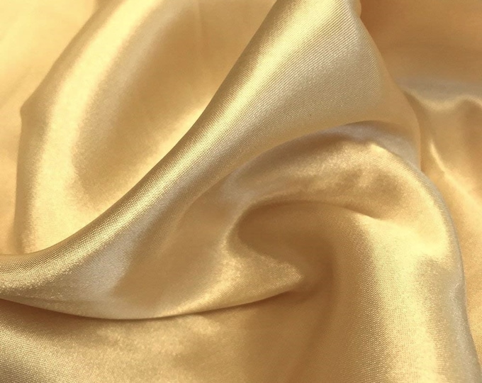 Gold 95 Percent  Polyester 5% Spandex, 58 Inches Wide Matte Stretch L'Amour Satin Fabric, Sold By The Yard.