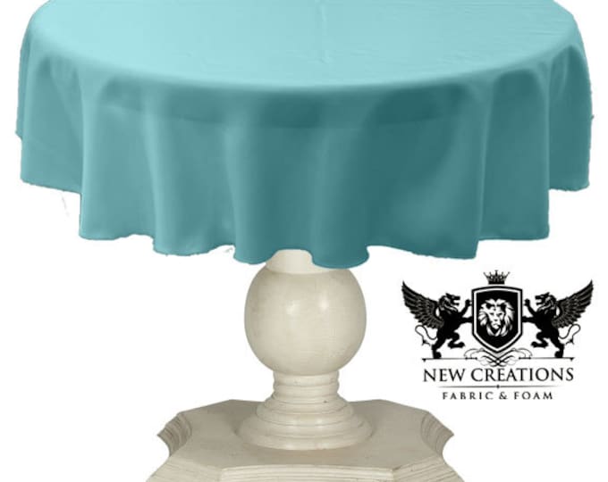 Tiff Blue Tablecloth Solid Dull Bridal Satin Overlay for Small Coffee Table Seamless.