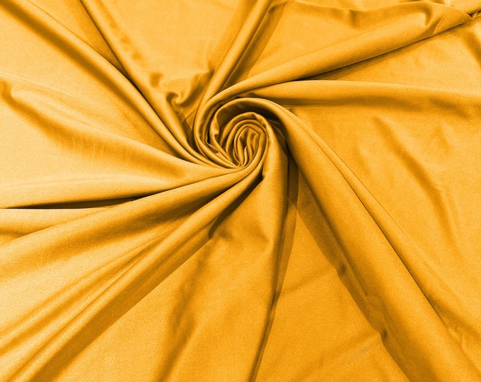 Mango Yellow Shiny Milliskin Nylon Spandex Fabric 4 Way Stretch 58" Wide Sold by The Yard