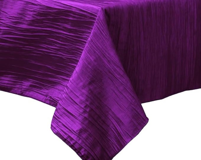 Magenta Square Light Weight Accordion Design Crushed Taffeta Seamless Table Overlay