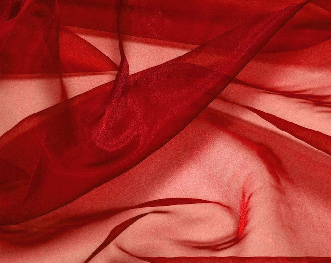 Dark Red 58/60" Wide 100% Polyester Soft Light Weight, Sheer, See Through Crystal Organza Fabric Sold By The Yard.