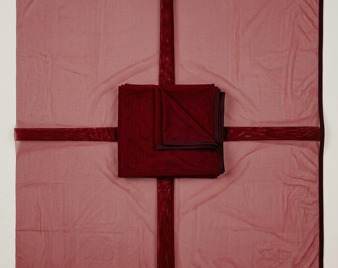 Dark Red Stretch Power Mesh Fabric 60” Wide | Sheer Nylon Spandex Mesh by Yard | Burgundy Mesh Fabric for Lingerie Dancewear Sewing