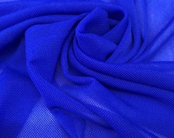 Royal Blue 58/60" Wide Solid Stretch Power Mesh Fabric Nylon Spandex Sold By The Yard.